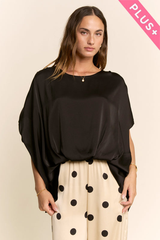 "Val" Satin Knot Round Neck Top