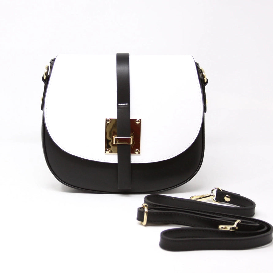 German Fuentes Italian Leather 2 Tone Saddle Bag
