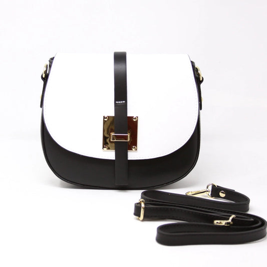 German Fuentes Italian Leather 2 Tone Saddle Bag