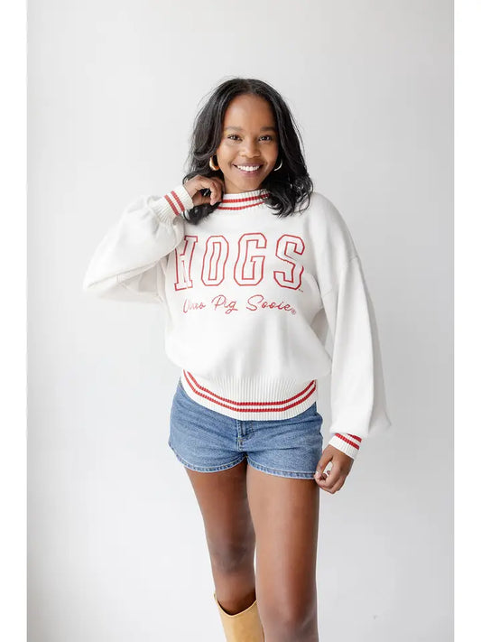 Arkansas Queen Oversized Striped Crew Sweater
