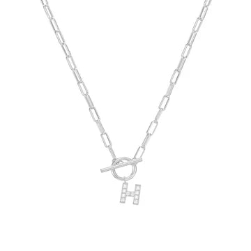 Natalie Wood Sparkle Initial Toggle Necklace