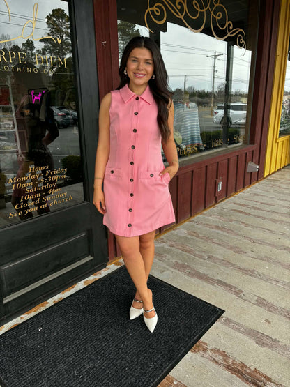 "Betty" Button Up Collared Mini Dress (Multiple Colors)