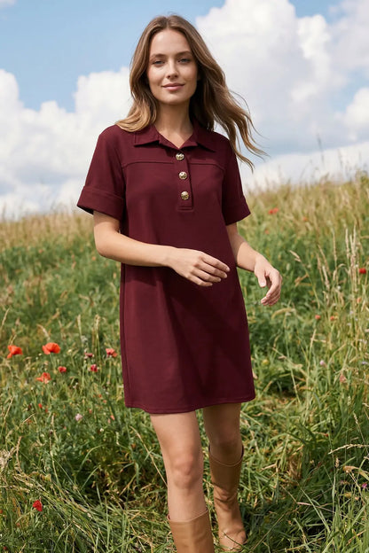 "Annie" Gold Button Collared Dress (multiple colors)
