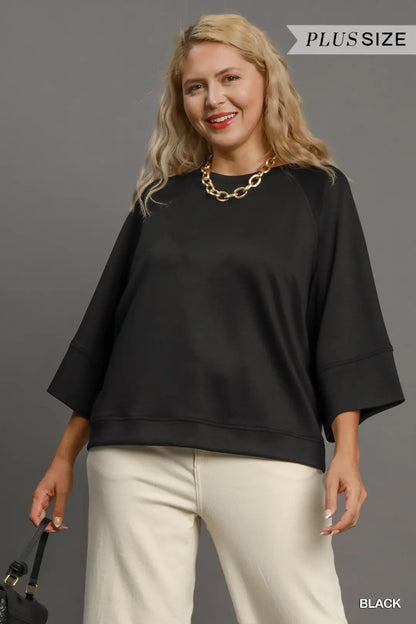 "Ophelia" 3/4 Sleeve Curvy Top (multiple colors)