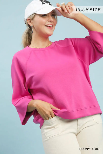 "Ophelia" 3/4 Sleeve Curvy Top (multiple colors)