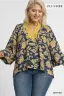 "Michelle" Black/Taupe Floral Curvy Top