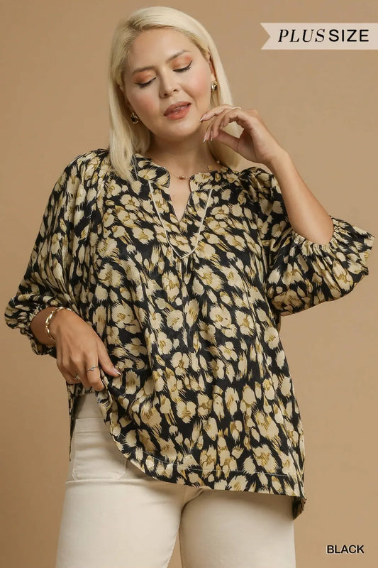 "Amber" Leopard V Neck Blowse