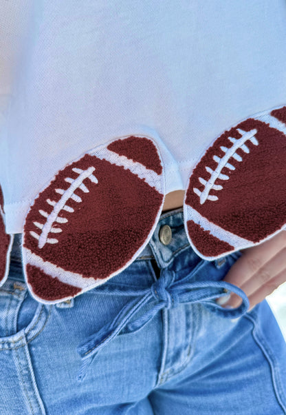 Football Patch Cropped Sweatshirt