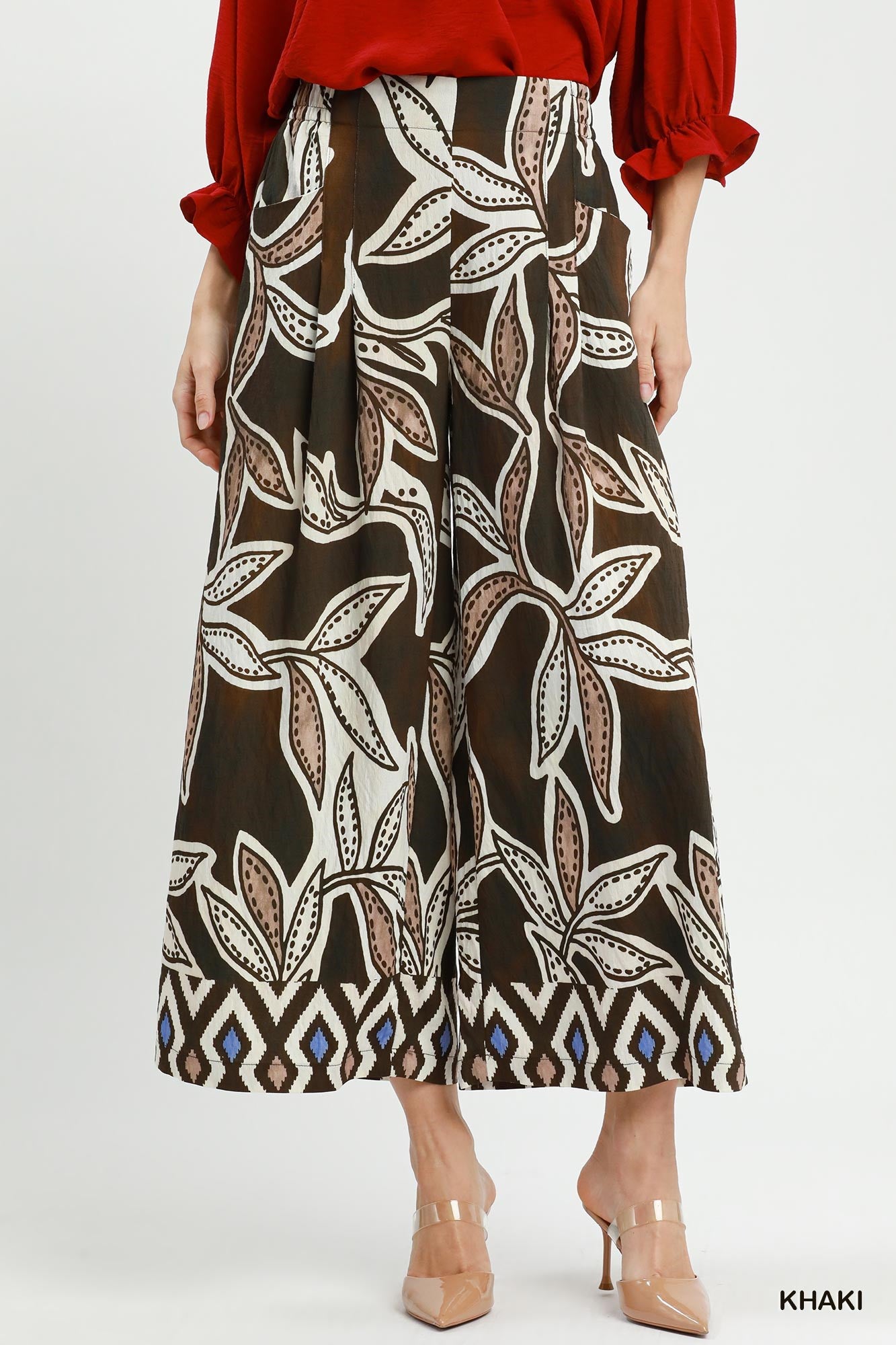 "Riley" Botanical Print Wide Leg Pants (S-2XL)