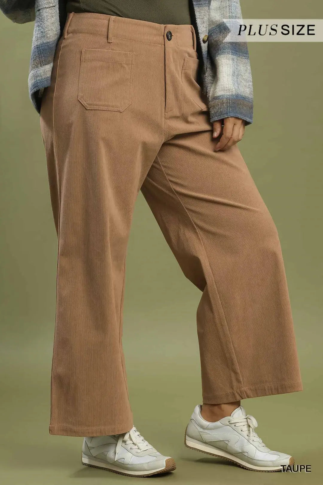 "Crysten" Corduroy Wide Leg Curvy Pants