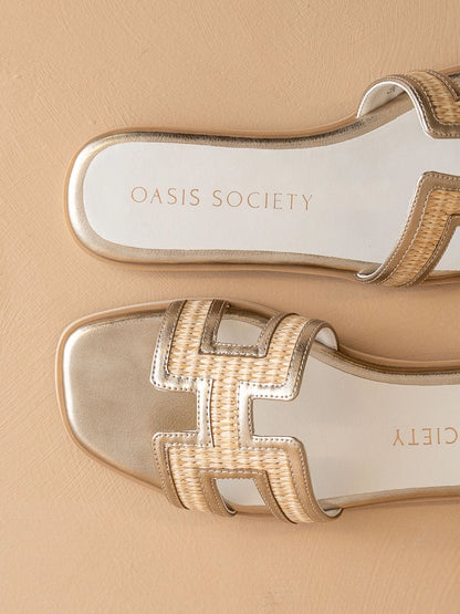 Oasis Society Rattan Flat Sandals