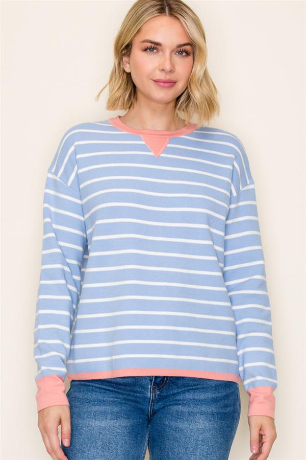 "Sandie" Striped Crewneck