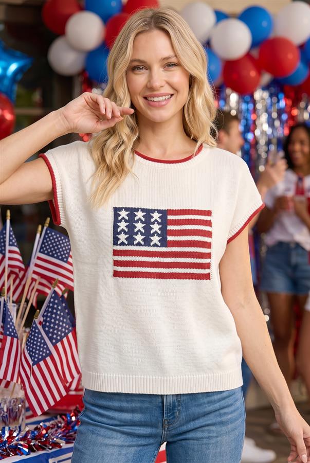 American Flag Sweater Top