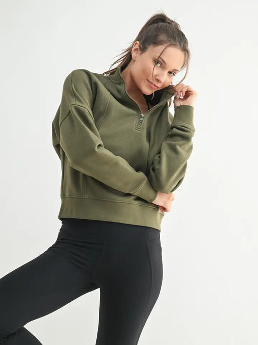 MONO B Princess Seam Quarter Zip Pullover