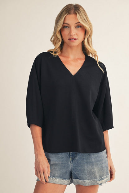 "Bella" Soft V Neck Solid Top