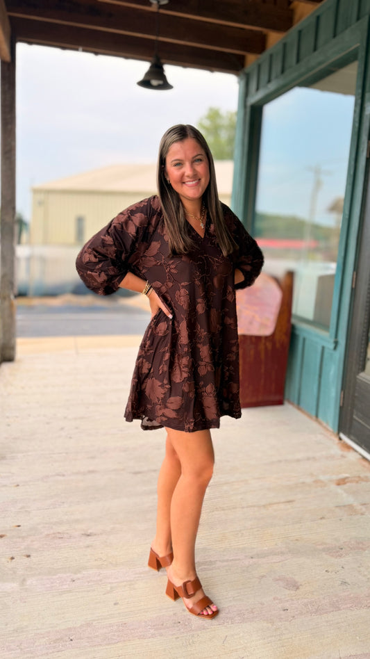 "Meredith" Velvet Floral Mini Dress