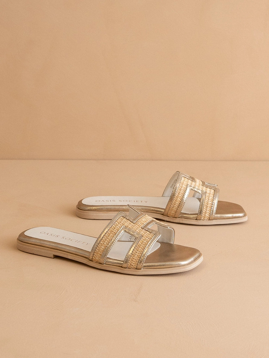 Oasis Society Rattan Flat Sandals