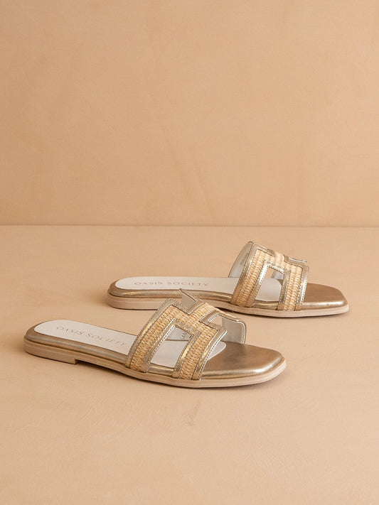 Oasis Society Rattan Flat Sandals