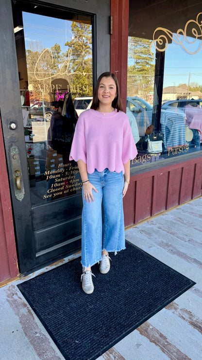 "Gia" Scalloped Knit Top (Multiple Colors)