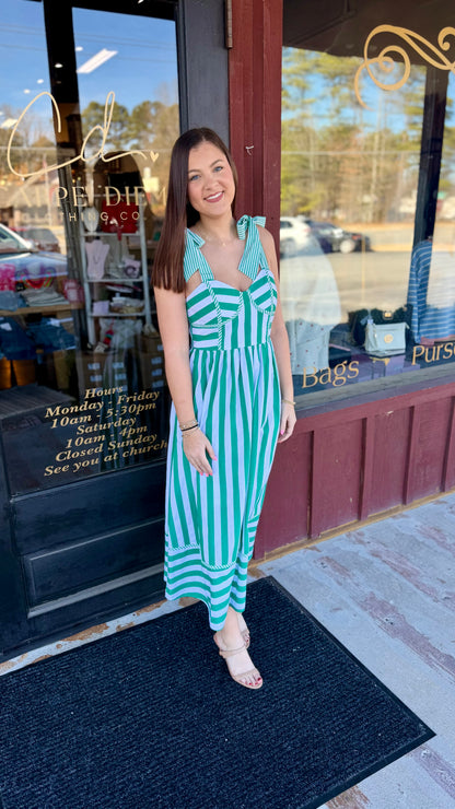 "Rachelle" Striped Midi Dress (Multiple Colors)
