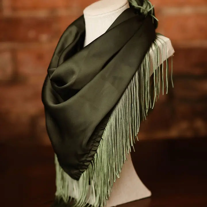 Fringe Satin Scarf