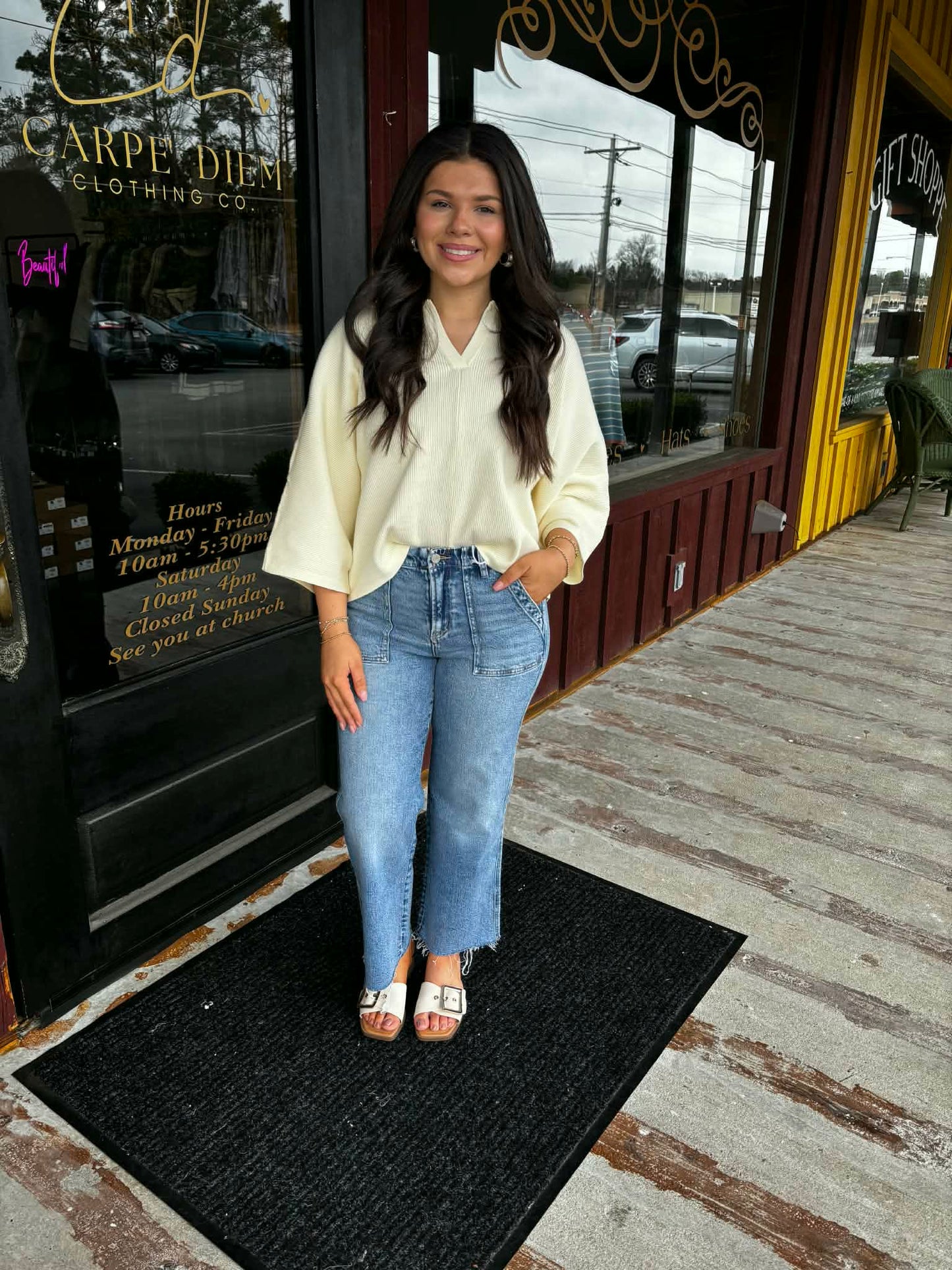 "Bridgett" Knit Collared V Neck
