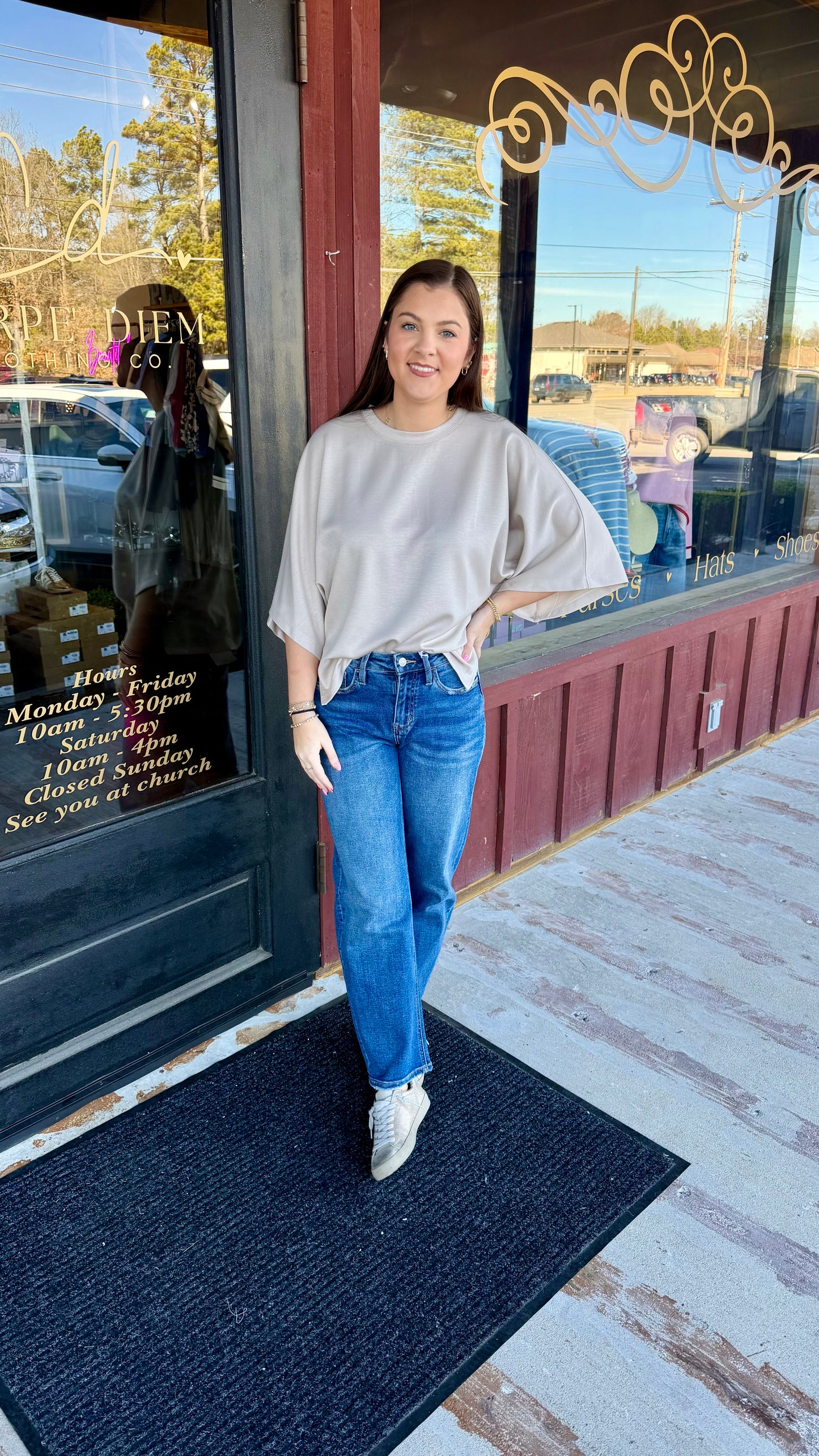 "Nadia" Round Neck Relaxed Top (Multiple Colors)