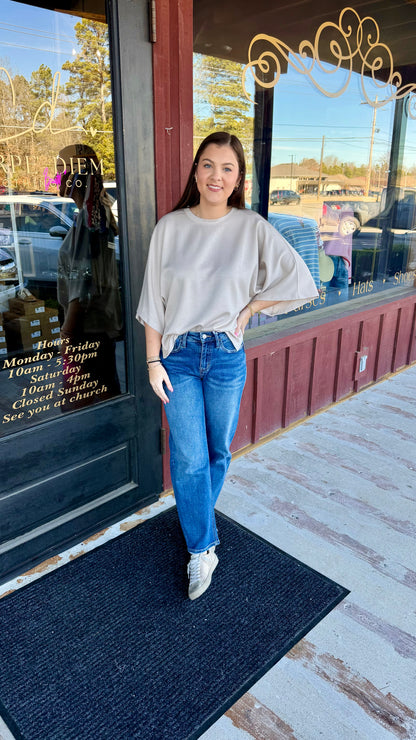 "Nadia" Round Neck Relaxed Top (Multiple Colors)