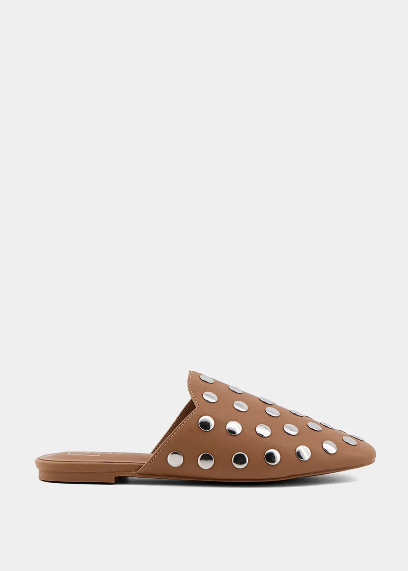 Camel Studded Mules