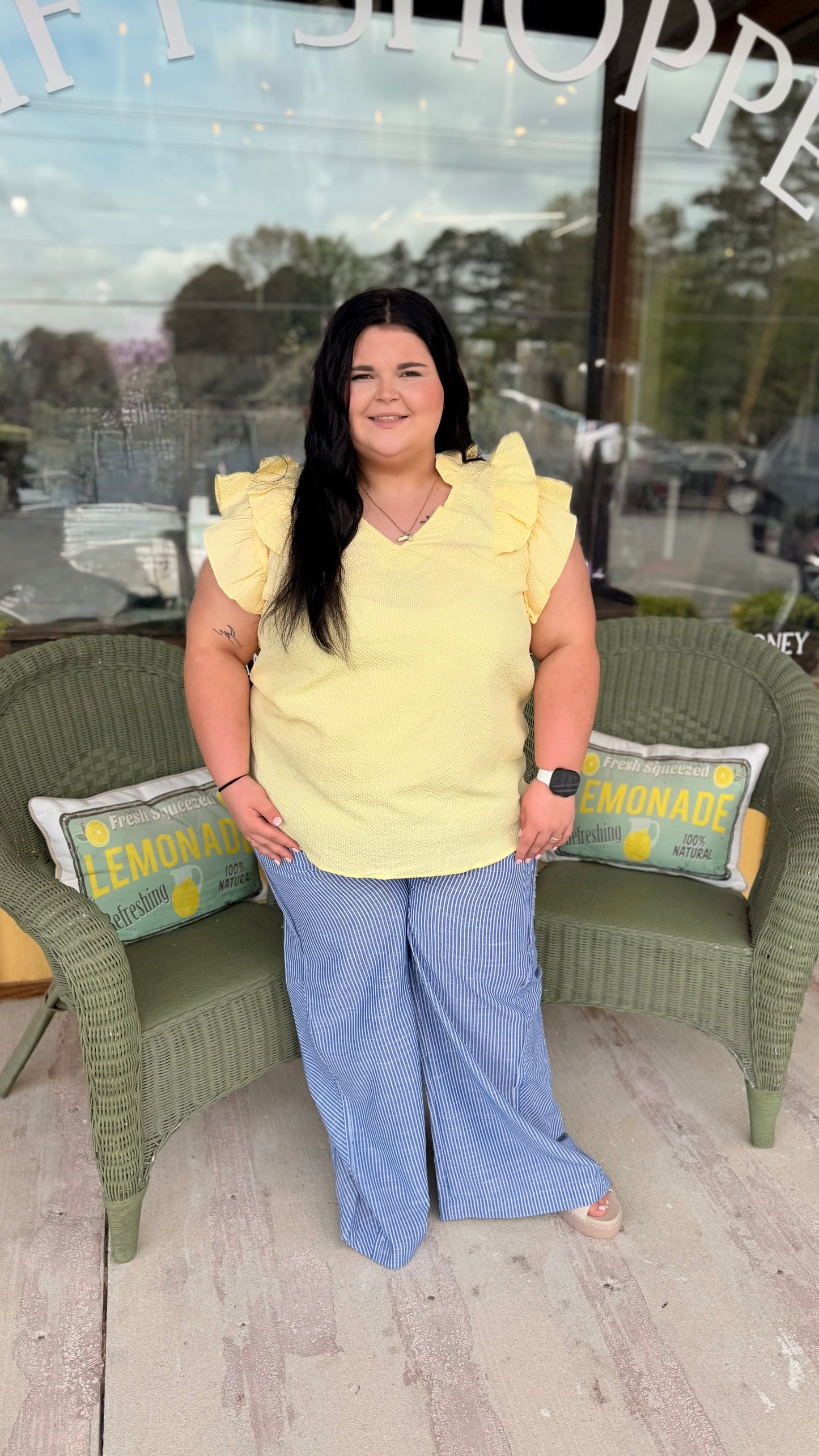"Summer" Flutter Sleeve Curvy Top