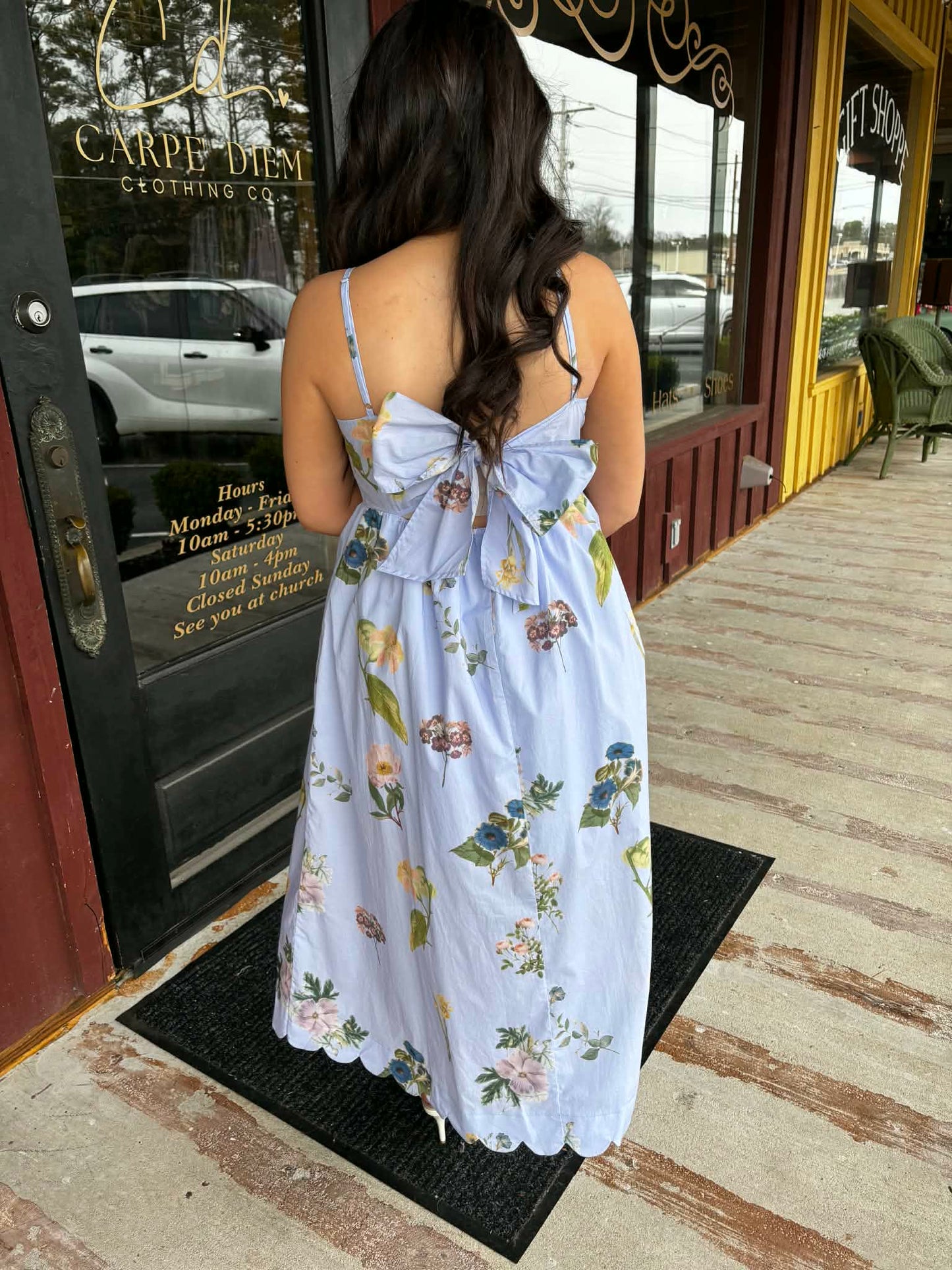 "Ragan" Floral Scalloped Sleeveless Midi Dress