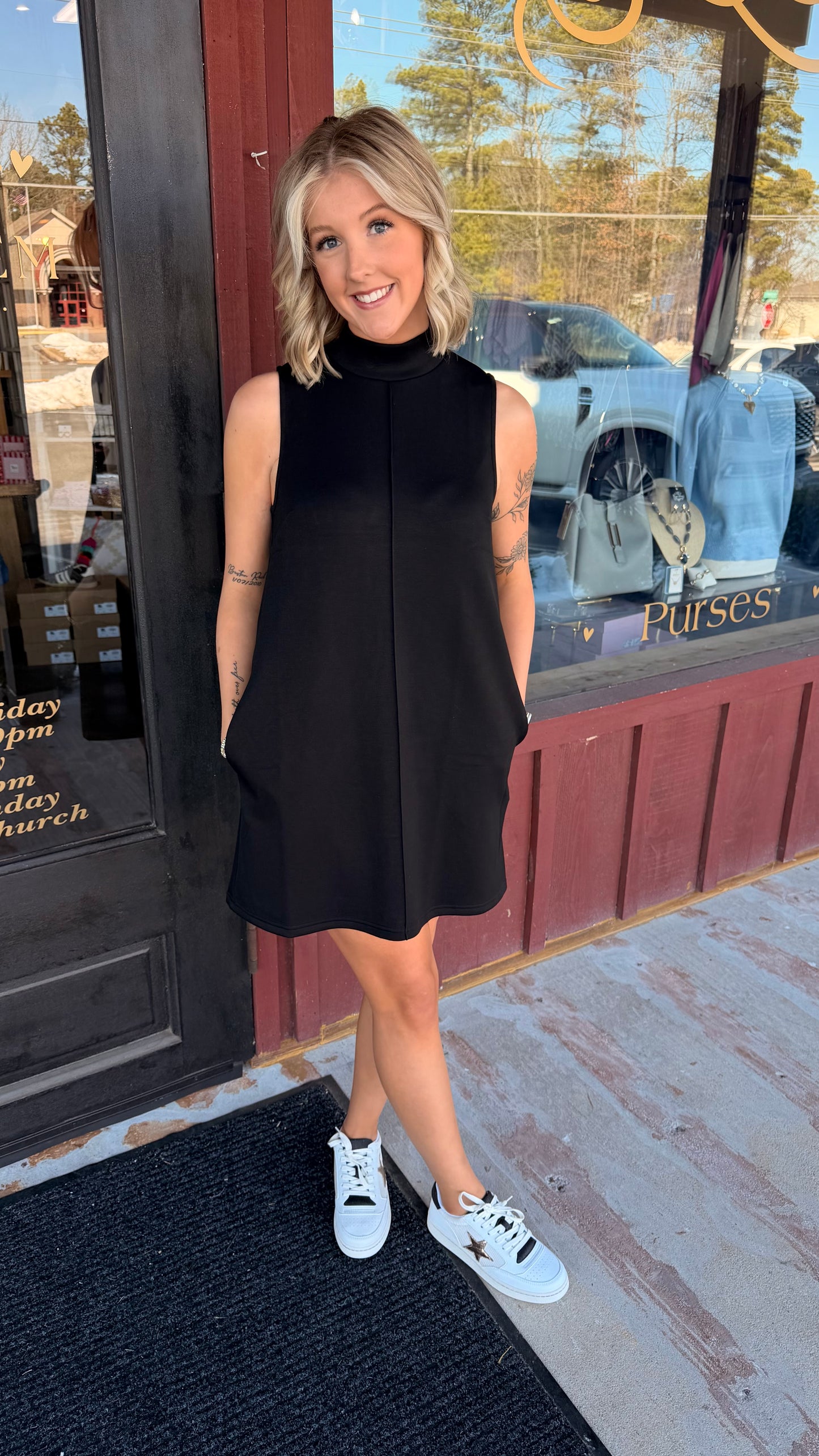 "Kari" Mock Neck Sleeveless Mini Dress (Multiple Colors)