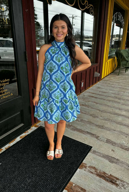 "Sara" Floral Halter Neck Mini Dress (Multiple Colors)