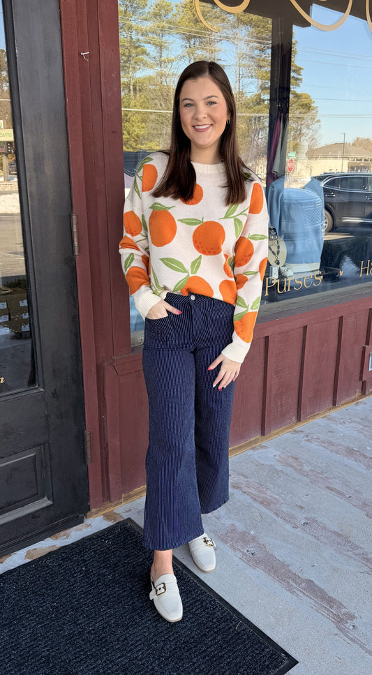 "CITRUS" Orange Pattern Sweater