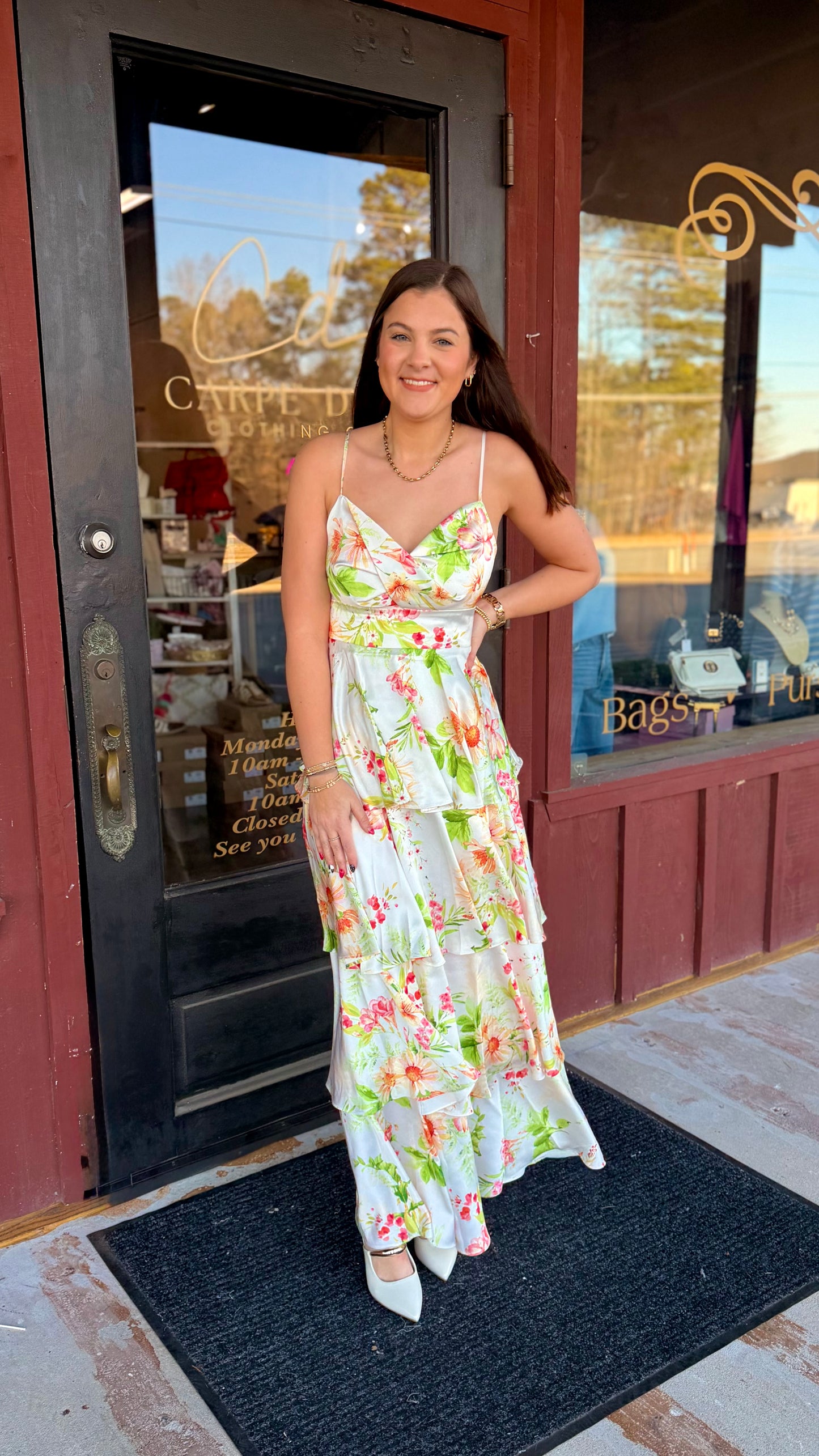 "Marcie" Ruffled Floral Maxi Dress