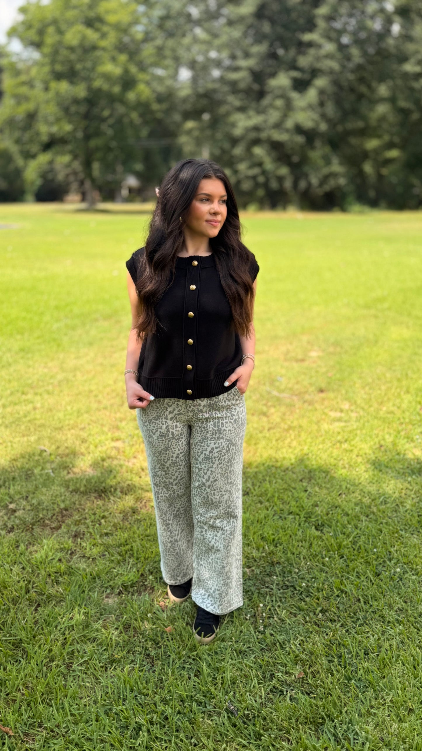 "Adelle" Gold Button Sweater Vest