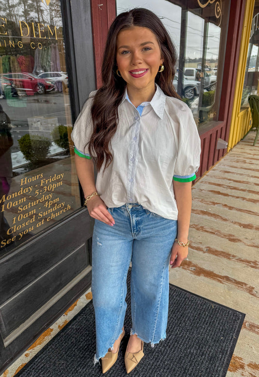 "Aislin" Half Sleeve Button Down