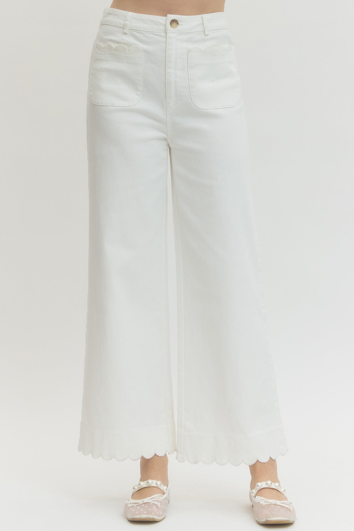 "Kit" Scalloped Denim Pants (Multiple Colors)