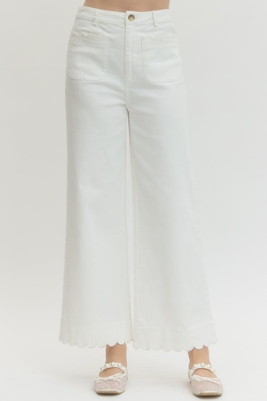 "Kit" Scalloped Denim Pants (Multiple Colors)
