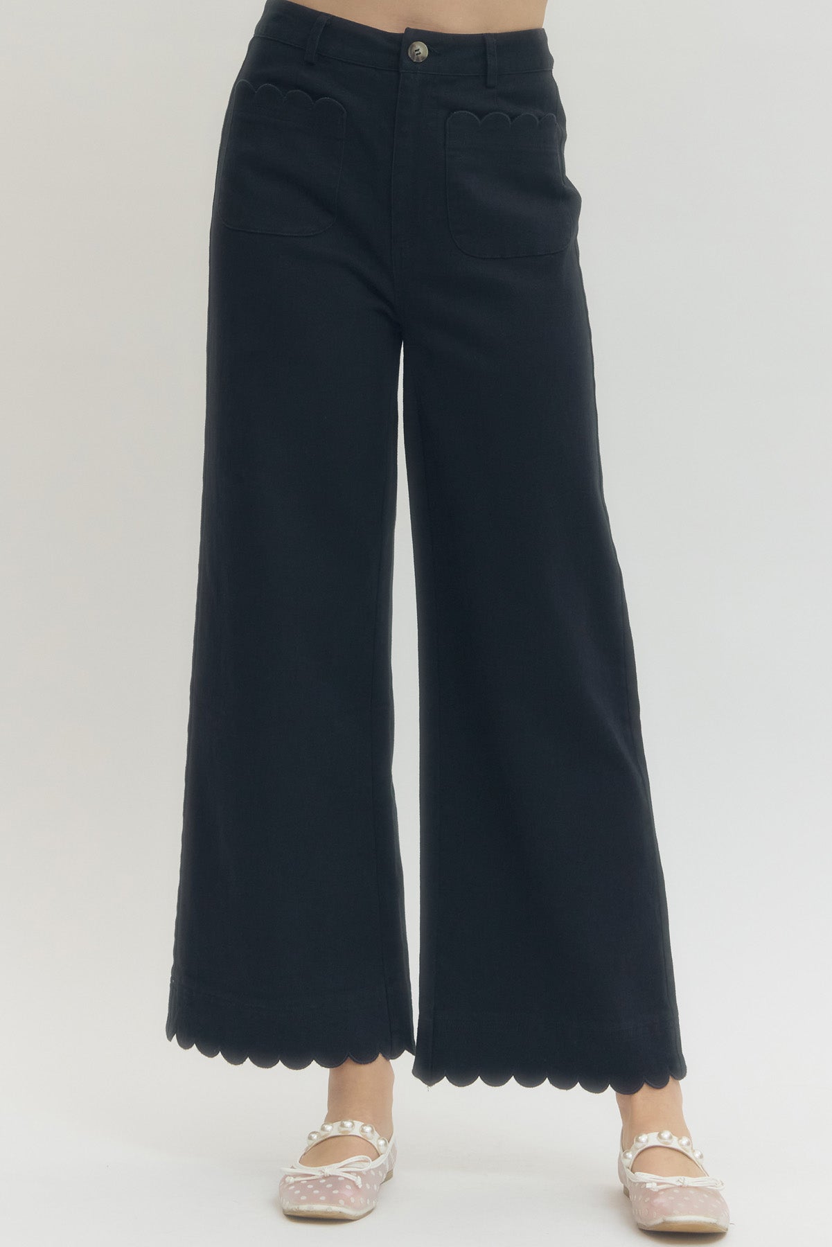 "Kit" Scalloped Denim Pants (Multiple Colors)