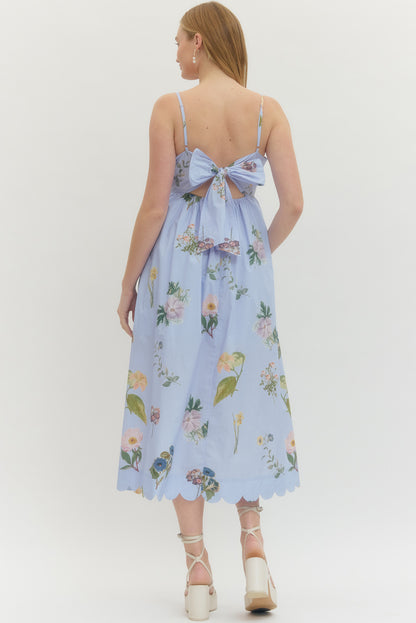 "Ragan" Floral Scalloped Sleeveless Midi Dress