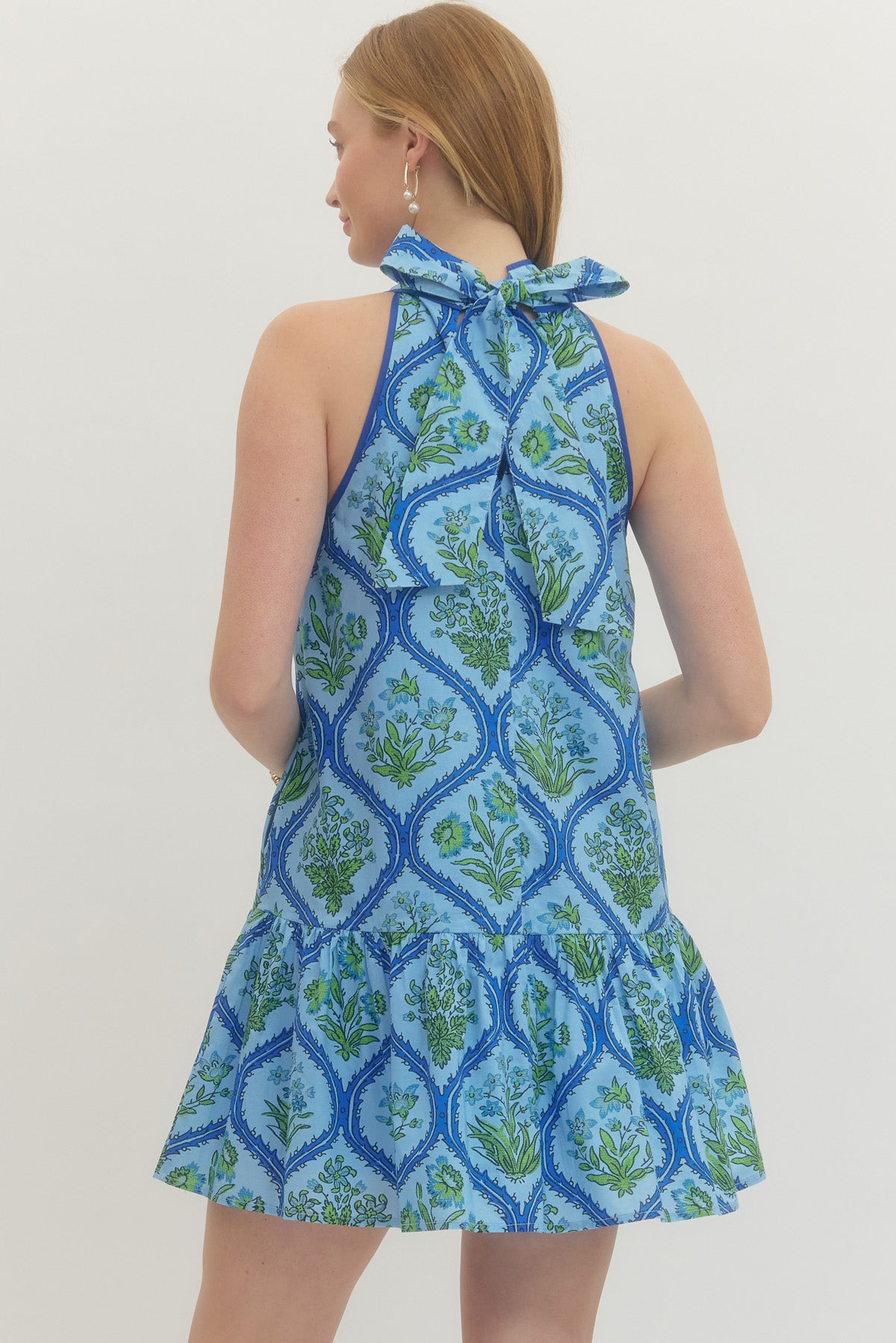 "Sara" Floral Halter Neck Mini Dress (Multiple Colors)