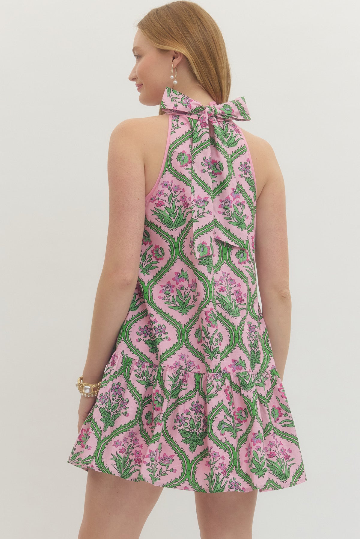 "Sara" Floral Halter Neck Mini Dress (Multiple Colors)
