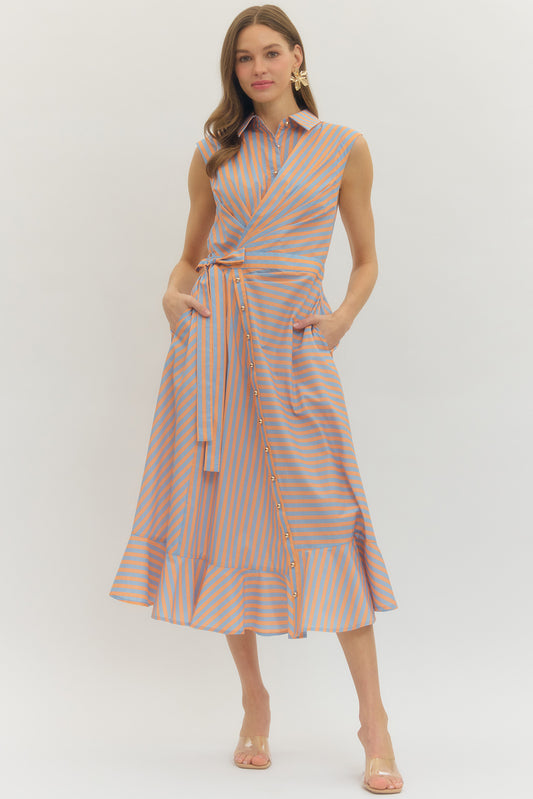 "Gina" Wrap Tie Midi Dress (multiple colors)