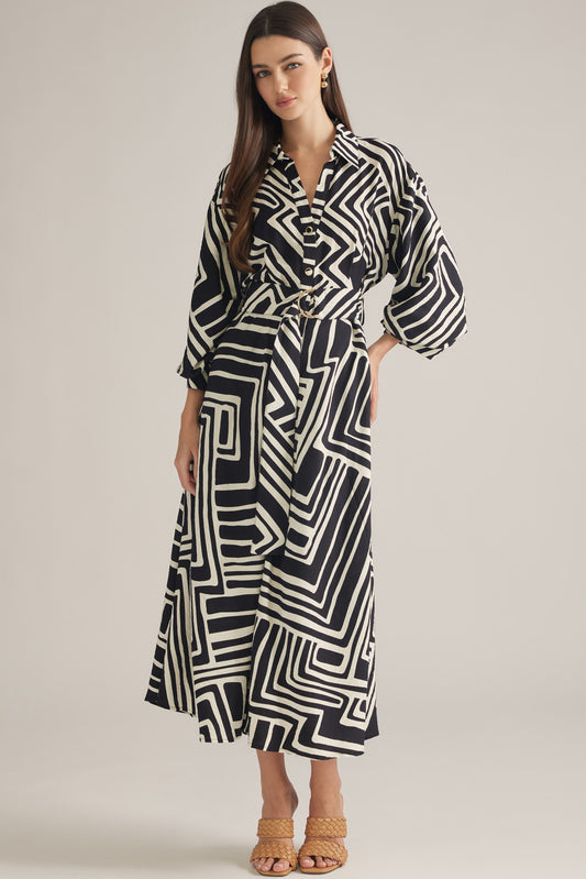 "Layne" Button Down Belted Dress