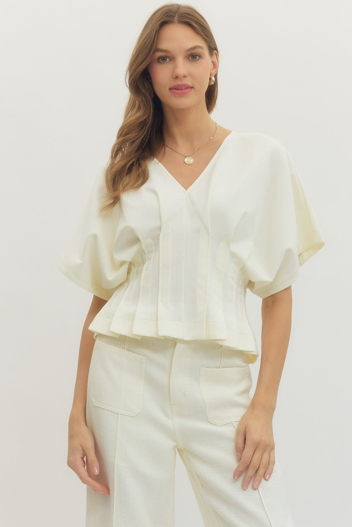 "Kerry" Pleated Cinch Top