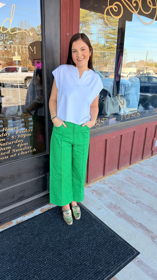 "April" Wide Leg Cropped Denim Pants