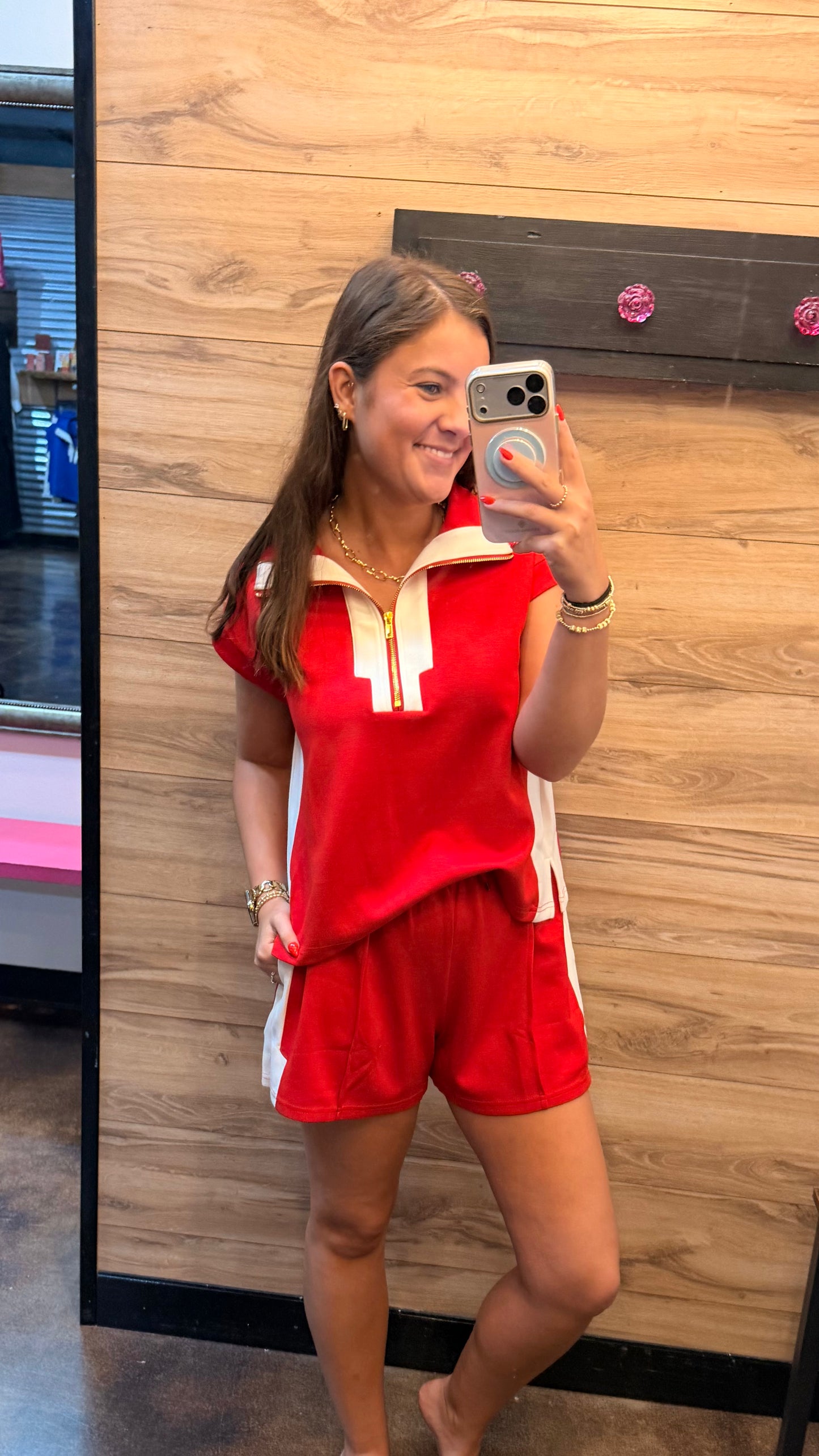 "Mindi" Collared Half Zip Short Set (Multiple Colors)