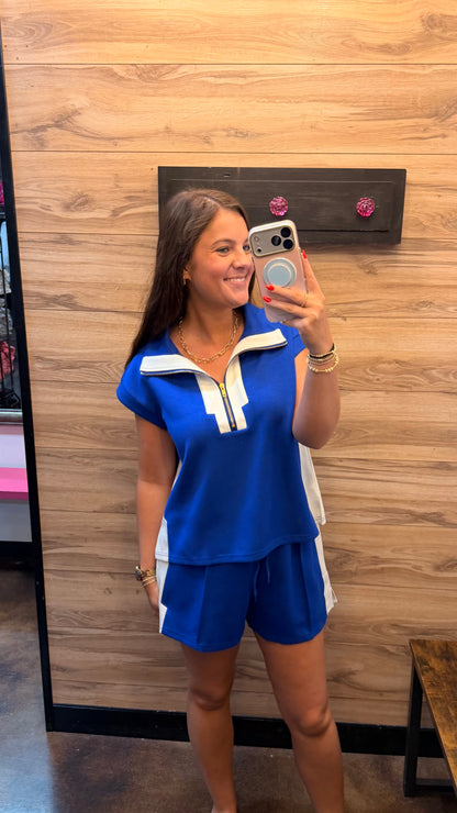 "Mindi" Collared Half Zip Short Set (Multiple Colors)