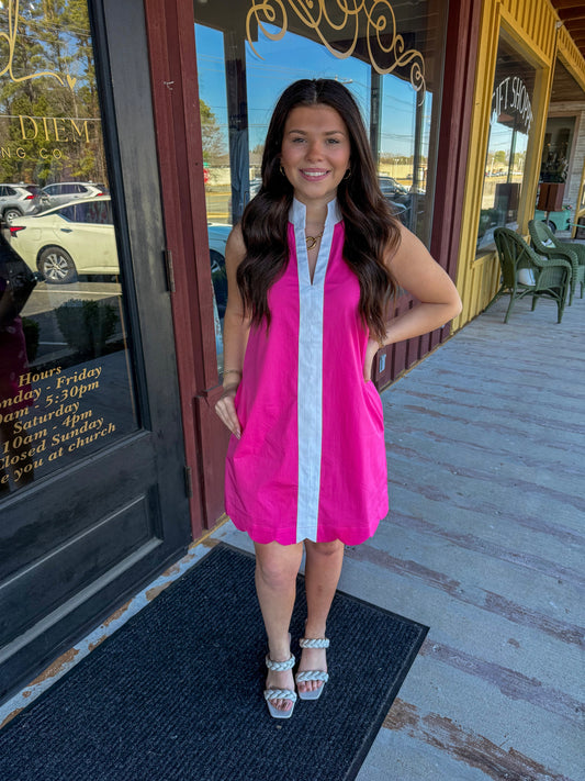 "Jasmine" Sleeveless Scalloped Mini Dress